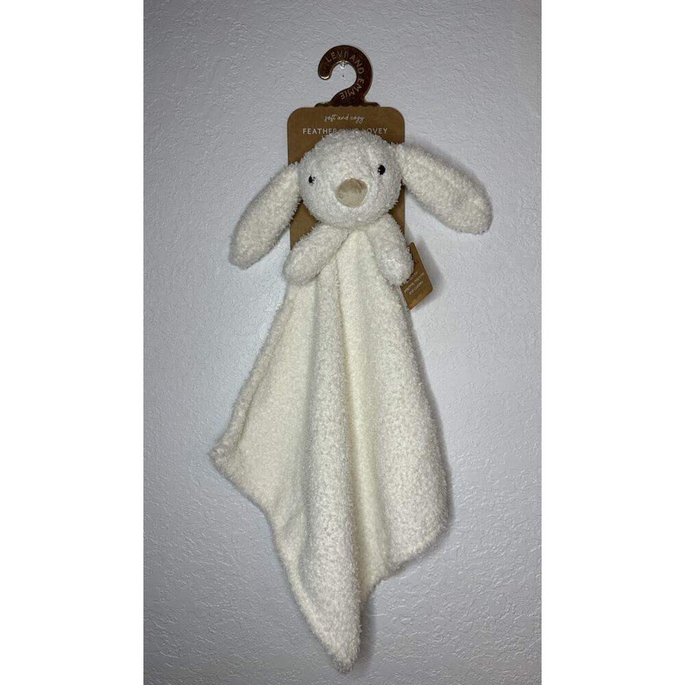 Levi and Emmie Lovey Security Blanket Bunny Plush Feather Knit Blankie Sherpa